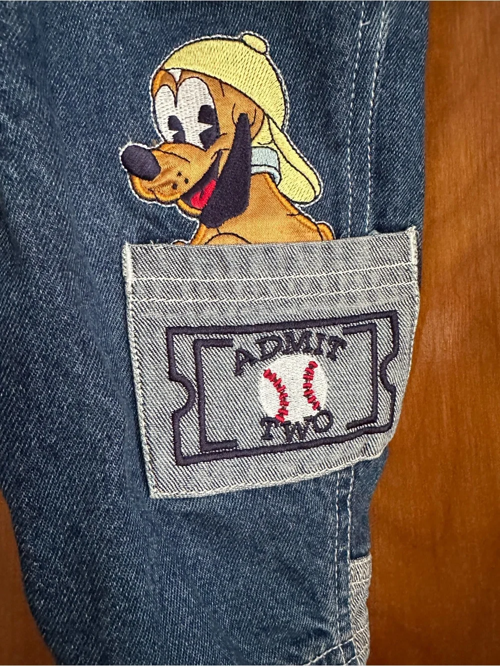 Vintage Disney Baby Mickey & Pluto Baseball Denim Overalls NWT 6–9M